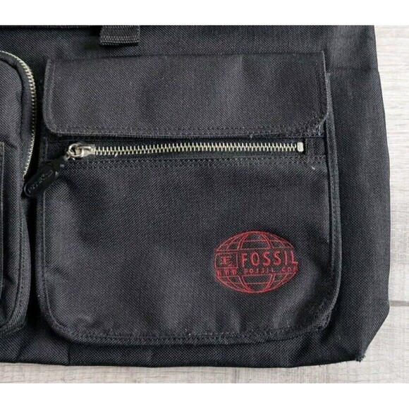 Fossil F/54 Y2K Natural Canvas Leather Strap Messenger Black - Picture 2 of 13